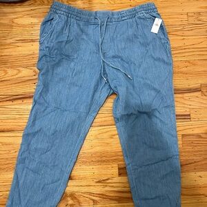 Casual Blue Drawstring Pants